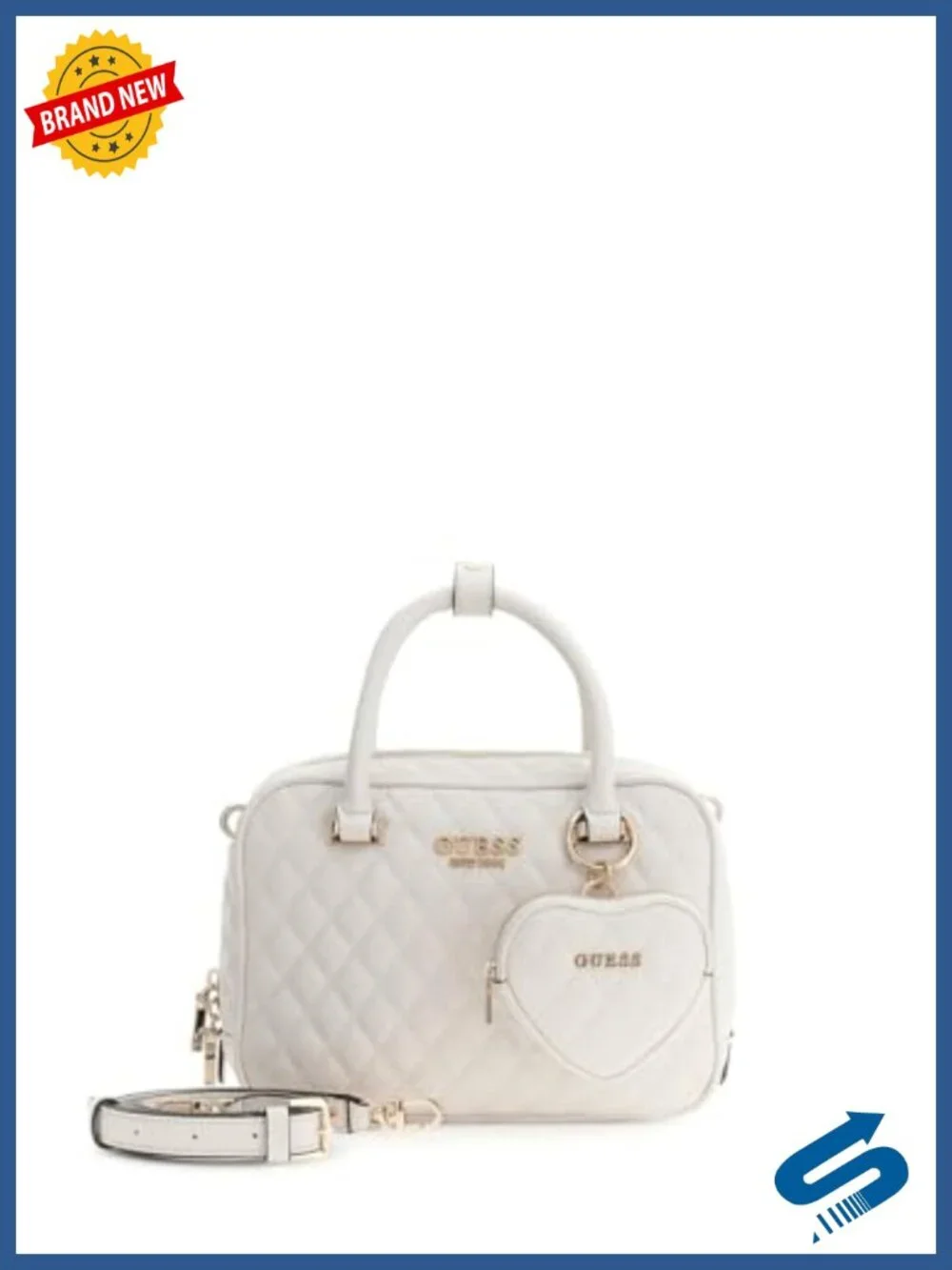 Faux Leather Satchel with Gold Hardware and Removable Charm